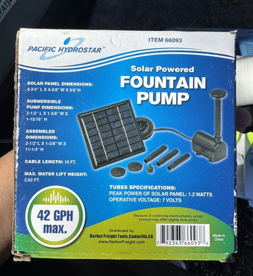 #ad #ad Open box PACIFIC HYDROSTAR 66093 Solar Powered Fountain Pump $20.00