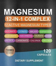 Magnesium 12 In 1 Capsule Complex - High Strength Magnesium Capsules Tablets 120