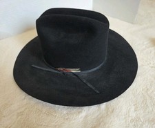 Beaver Brand Vtg Custom Made USA Men's Sz 7 3/8 Black Fur Felt Hat