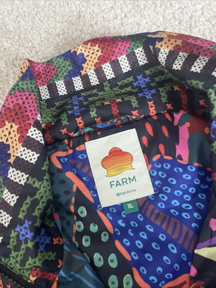 Chaqueta cortavientos Farm Rio para mujer XL cremallera completa fresca leopardos artística ligera Foto 3 de 4