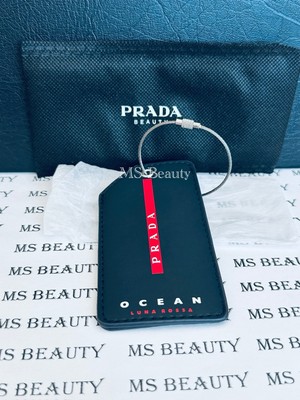 PRADA Luna Rossa Ocean Luggage Tag ID Plate Faux Leather Navy