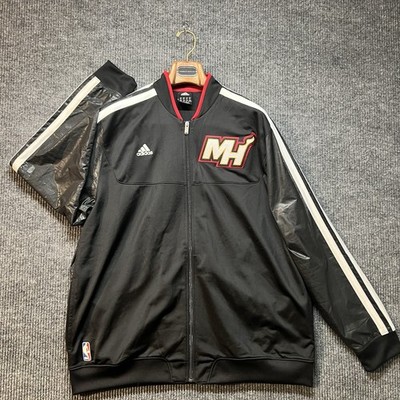Adidas Miami Heat Warmup Jacket Mens 2XL Black 2012 Wade LeBron Bosh NBA