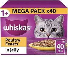 Whiskas 1+ Poultry in Jelly Wet Cat Food Megapack, 40 x 85g — tasty, nutritious. 5.06 per kilo