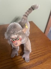Vintage 1950's Steiff Coco Baboon Mohair Monkey Ear Button and tag Germany