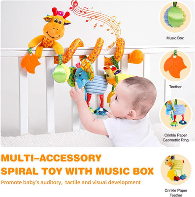 Crib Stroller Car Seat Toys for Baby 0-3-6-9-12 Months, Tummy Time Hanging Senso