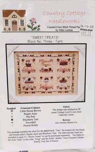 4 Country Cottage Needleworks #1 - #4 Kits SWEET TREATS Kits w/Buttons & Floss - Picture 4 of 10