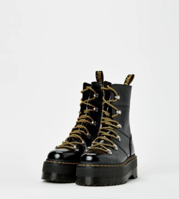 Wmns Dr. Martens Ghilana Max Distressed PATENT Leather Platform Boot sz 8 EU 39