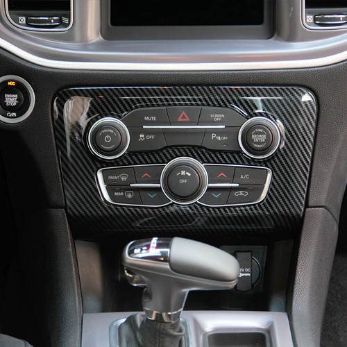 Carbon Fiber style inner Central Control A/C Panel Cover Trim For Dodge Charger - Picture 3 of 6