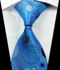 Hot Classic Patterns Blue Black JACQUARD WOVEN 100 Silk Men's Tie Necktie