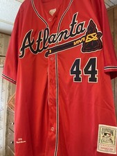 MLB Atlanta Braves Hank Aaron #44 Red/Black #44 HOF Jersey 52XL 1974 MIT/NESS.