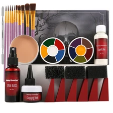 Halloween Makeup Kit SFX Fake Blood Latex Set Wound Scar Wax 12 Color Face Paint