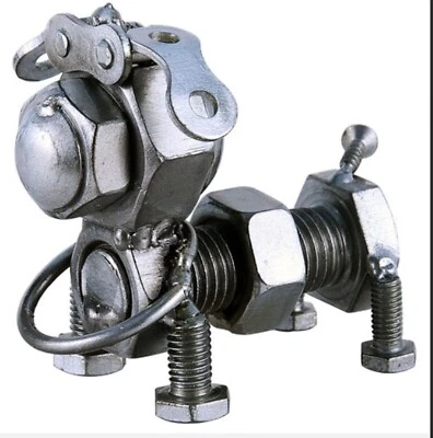 HANDCRAFTED Bolt Dog Hand Crafted Recycled Metal Art Sculpture Figurine