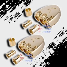 2 pcs POSITIVE NEGATIVE GOLD PLATED CAR MARINE STEREO BATTERY TERMINAL CLAMP 12v