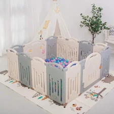 Uanlauo Foldable Baby Playpen for Toddler, Kids Activity Centre (14 Panel)