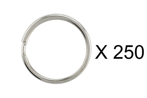 Keychain Ring 1" Circular Split Edge Nickel Plated Silver Steel 250 & 500 Packs - Picture 2 of 3