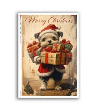 Christmas Puppy | A4 Rice Paper | Paper for Decoupage | Paper Designs
