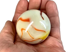 Toe Breaker 50mm (2") GELATO White Swirl Marbles glass Toebreaker HUGE