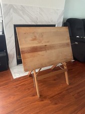 Modern Minimalist Tilting Artist Table Wolsey Co. Honey Maple Wood Drafting