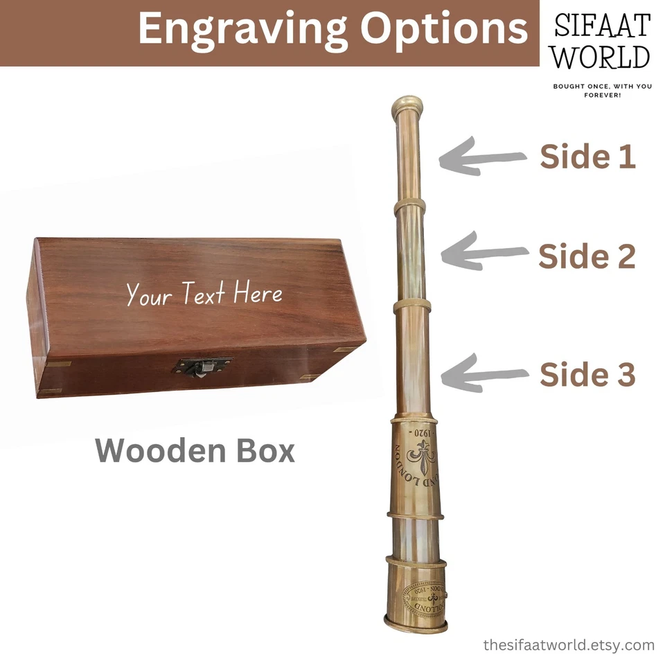 Personalized Telescope,Engraved Spyglass Telescope,Vintage MARINE TELESCOPE Gift - Image 3 of 4