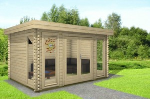 Flachdach Gartenhaus modern Holz 4x3m Holzhaus 40mm ...