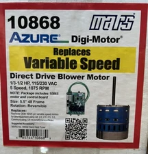 Mars 10868 Azure 1/3-1/2HP Direct Drive Reversible 5 Speed Blower Motor