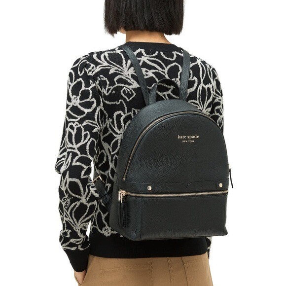 Kate Spade Black Pebbled Leather Backpack NWT | eBay display picture 3