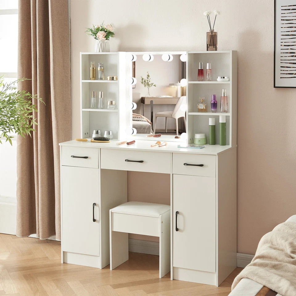 Penteadeira maquiagem vaidade 10 LED espelho conjunto vaidade quarto mulher cômoda escrivaninha - Imagem 3 de 4