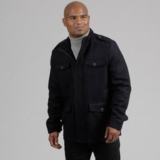 NWT - DOCKERS Men's WOOL MELTON Navy 4 POCKET FIELD JACKET - L