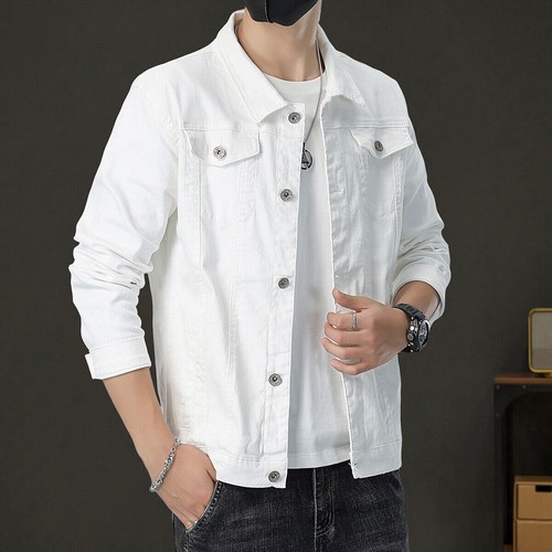 Men Spring Denim Jacket Loose Slim Denim Jacket Clothes Casual Lapel Top - Picture 4 of 27