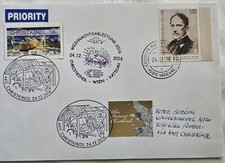 Austria - 2016 Christkindl - Wiedeń - Watykan, poczta lotnicza, kombinacja, bankomat niebieski