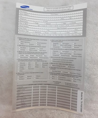 Samsung Digital TV Owners Manual OEM TX-P2670WH TX-P2675WH TX-P3071WH TX-P3075WH - Afbeelding 6 van 6