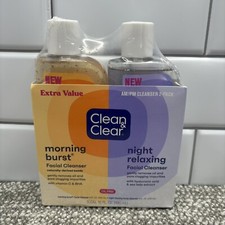 Clean And Clear Morning Burst Facial Cleanser PLUS Night Relaxing Oil Free New