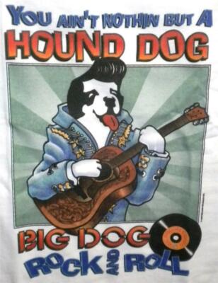 HOUND DOG 30th ANNIVERSARY Tシャツ Ain't Nothin But Hound Dog Elvis Guitar Big Dogs Tee Shirt White