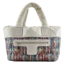 CHANEL A48610 COCO COCOON Reversible Tote Bag White x Multi Auth
