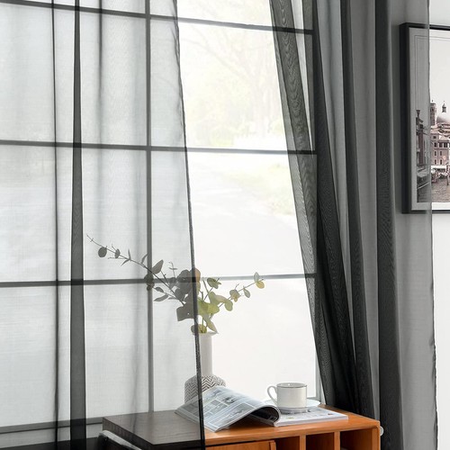 White Lace Sheer Curtains Rod Pocket Window Sheer Voile Curtain Bedroom Decor - Picture 23 of 39