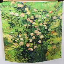 Oil Painting Satin Silk Scarf 90 Square Scarf Printed Mulberry Silk Scarf