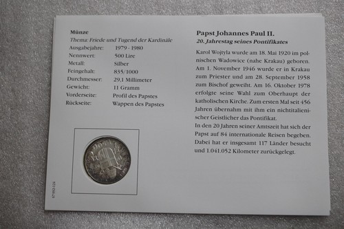 🧠🇻🇦 VATICAN COIN COVER JPII SILVER 1979 500 LIRE B58 #9 - Picture 3 of 5