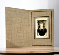 1940s Cabinet Style Photo Young Girl with Curls  Bow Photo in Cardboard Frame