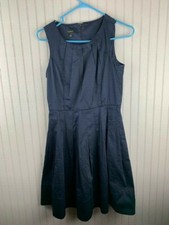 Talbots Size 4 Womens Dress Blue Scoop Neck Sleeveless Fit N Flare 