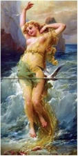 Tile Mural Water Nymph Kitchen Bathroom Shower Wall Backsplash Marble Ceramic