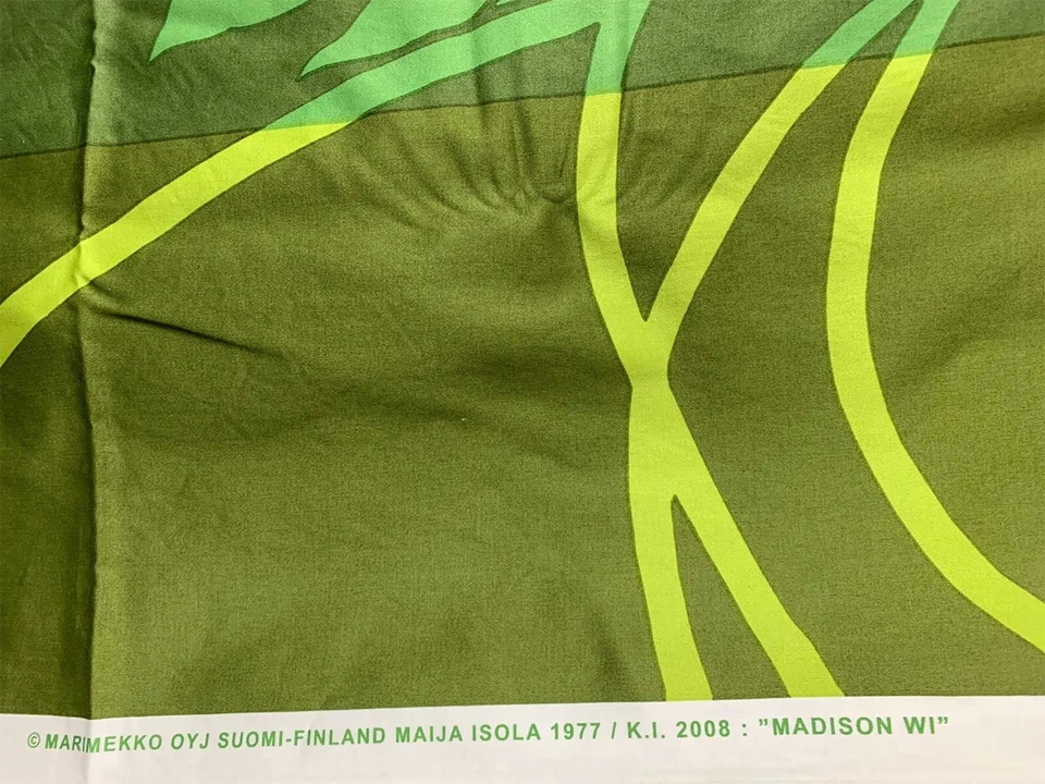 Marimekko "Madison WI" green.& yellow cotton sateen fabric Scandinavia 1/2 yard - Image 4 of 4