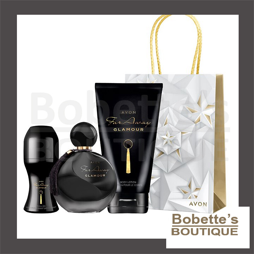Far Away Glamour Avon routine parfumée 3 pièces pour soirée et voyage