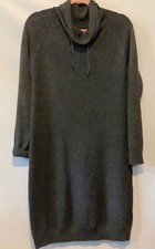 Paper Crane L Gray Long Sleeve Cotton Acrylic Knit Straight Shift Sweater Dress