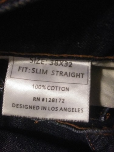 Jeans Ring Of Fire da uomo 38x32 sottili dritti denim Los Angeles + - Foto 6 di 8