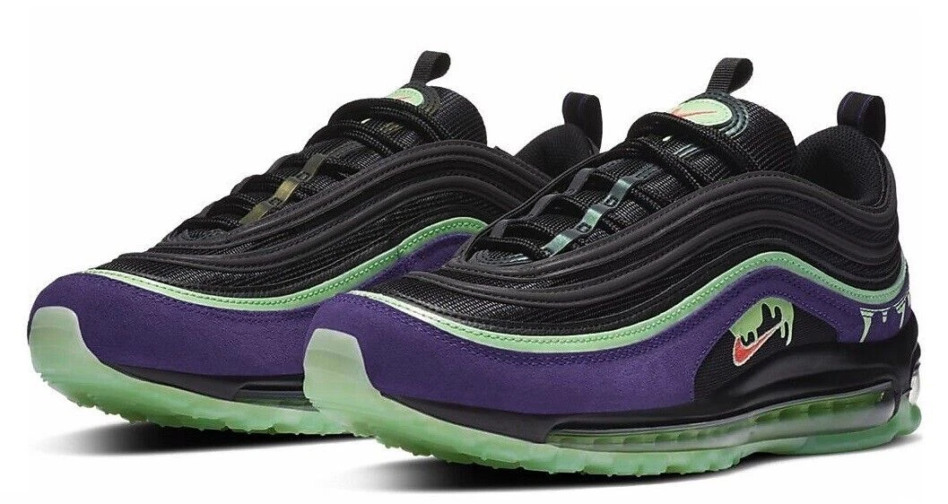 NIike Air Max 97 Slime Halloween Black Court Purple Flash Crimson Size 9 NWT