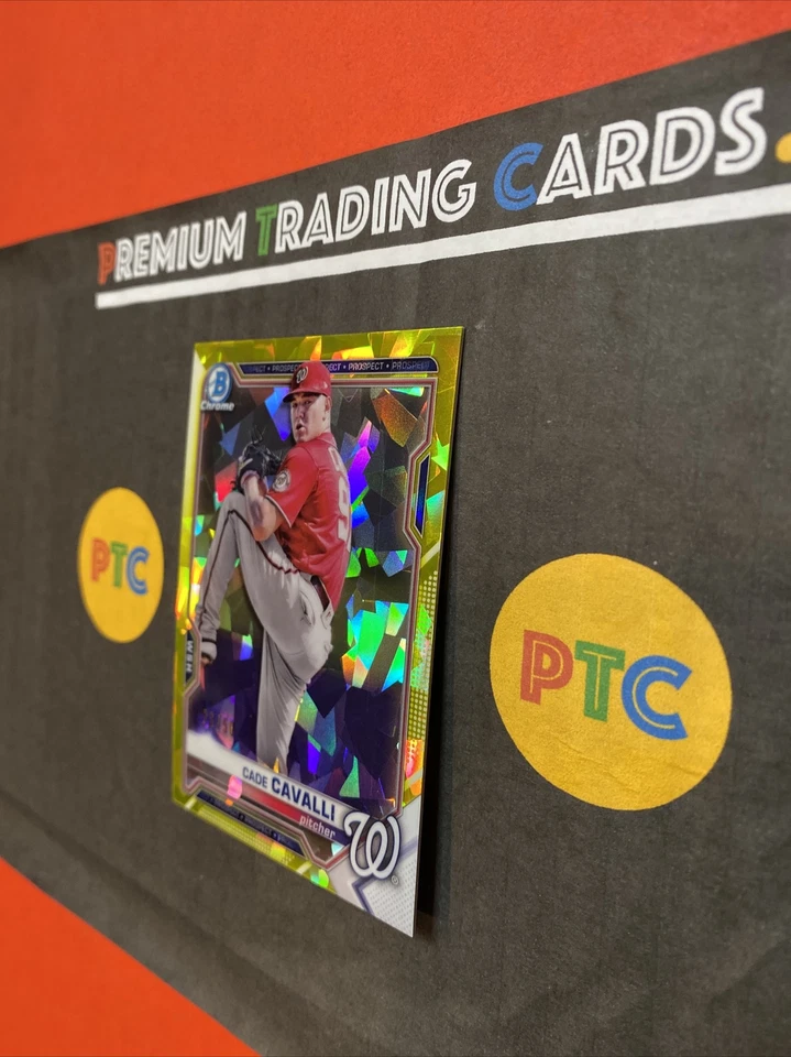 2021 Bowman Chrome Sapphire Cade Cavalli BCP-99 Yellow Refractor /50 - Image 3 of 4