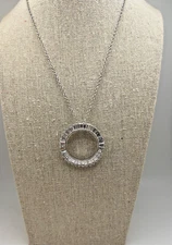 Montana Silversmith Silver Baguette CZ Halo Pendant w/ Chain 19''