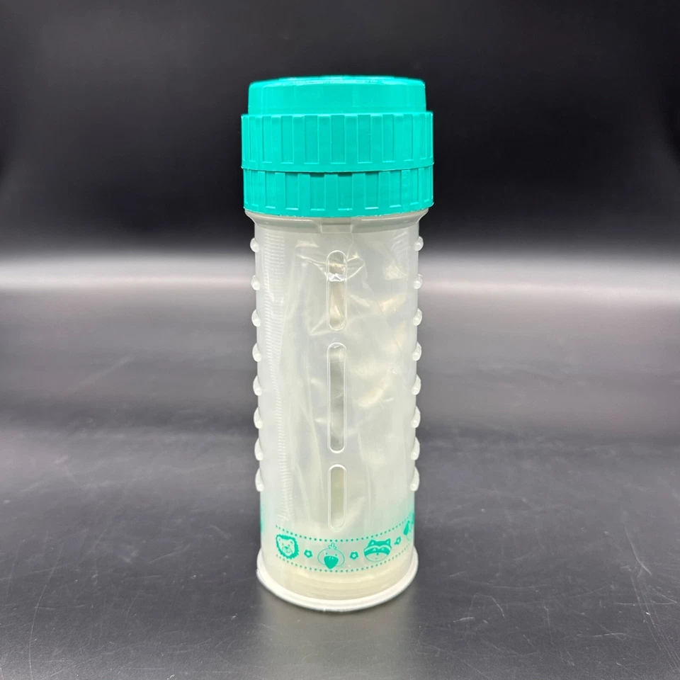 Botella infantil Playtex vintage 7 OZ verde azulado gota en pezón plano años 90 Y2K Foto 4 de 4