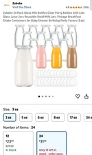 ZUBEBE 24Pcs Small Glass Milk Bottles with Lids 3.4oz Reusable Juice Jars Bab...