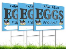 12x16 Inch Double Sided Sign Farm Fresh Eggs for Sale Sign Plastic with Stakes